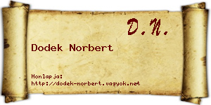 Dodek Norbert névjegykártya
